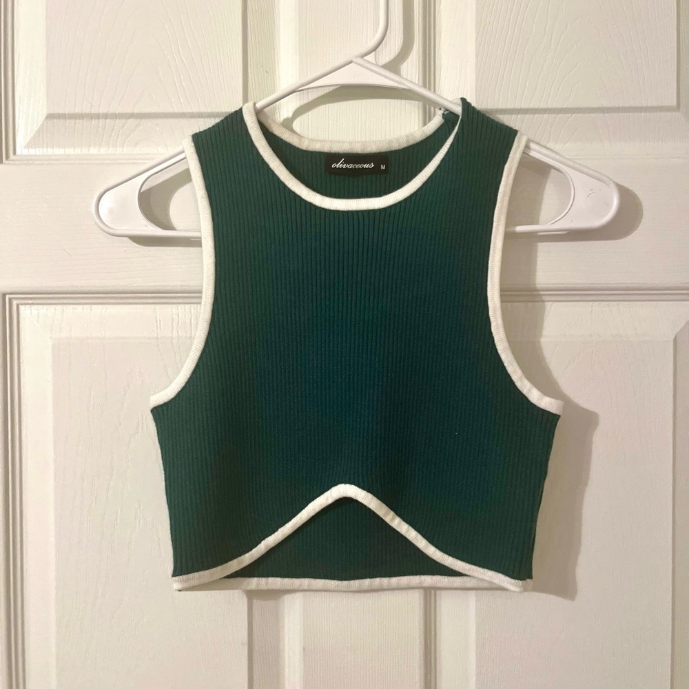 Green Knit Crop Top